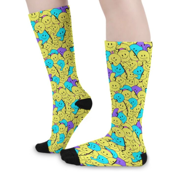 Colorful Melting Smiley Faces Socks
